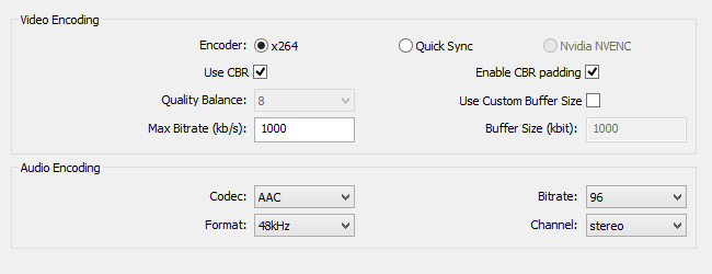 Encoding Settings